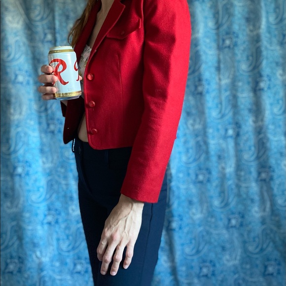 Vintage Pendleton blazer red cropped button down wool - Picture 11 of 11